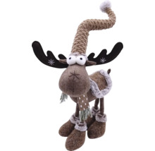 Élan décoratif en tissu avec bonnet et écharpe comme décoration de Noël