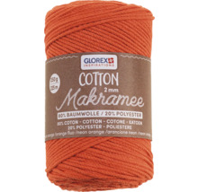 Fil de macramé en coton orange néon, 2 mm, 250 g