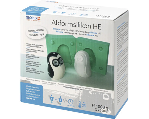 Silicone de démoulage masse de moulage extrêmement élastique réticulée par addition 2x 500 g Abformsilikon HE Moule en silicone pour la fabrication de figurines