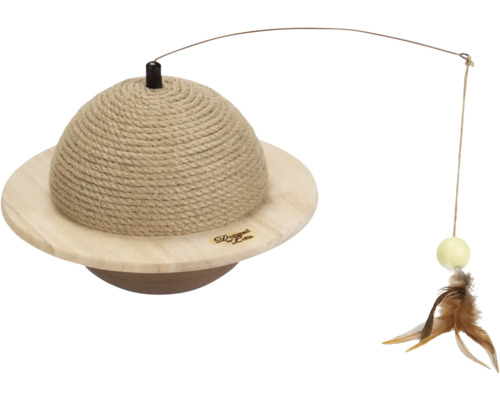 Poteau à griffer Designed by Lotte balle à griffer Wiggly 29,5 x 20 cm sisal, bois Arbre à gratter pour chat avec canne à pêche jouet