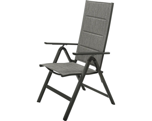 Chaise de jardin GARDEN PLACE Eve anthracite, piètement en métal, housse de siège en plastique, dossier réglable