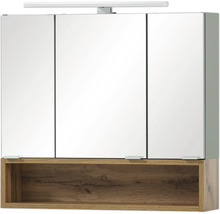 Spiegelschrank Smilla 64,6 x 16 x 64,6 cm salbei Eiche Landhaus 3-türig LED