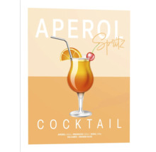 Aperol Spritz Cocktail Illustration mit Orangenscheibe, Kirsche und Trinkhalm
