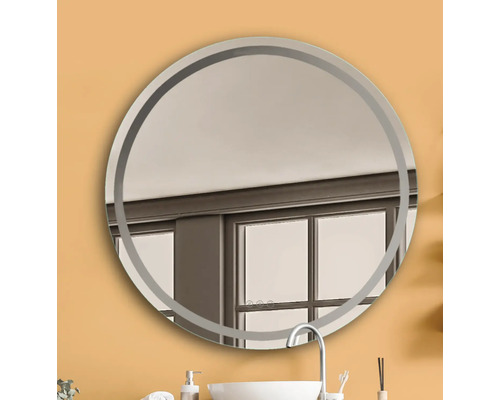 Miroir de salle de bains LED Focco MIA II rond 80 cm cadre noir lumière à intensité variable, température de lumière réglable et antibuée IP 44 Miroir de salle de bain rond avec éclairage au-dessus d''un lavabo