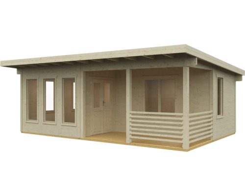 Abri de jardin en bois avec véranda et fenêtres