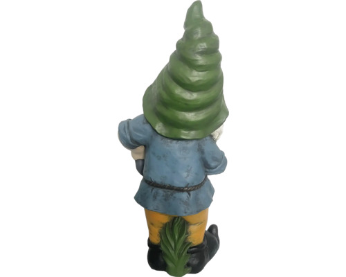 Vue arrière d''une figurine de gnome de jardin avec un chapeau pointu