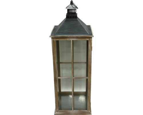 Dekorative Holzlaterne mit Metalldach und Glaseinsätzen für den Innenbereich