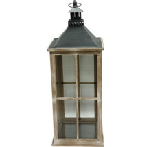 Lanterne en bois avec vitres et toit en métal