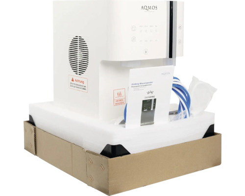 Distributeur d''eau Aqmös dans son emballage avec mode d''emploi