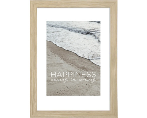 Image encadrée avec un motif de plage et la phrase Happiness Comes in Waves