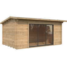 Gartenhaus Palmako Ines 13,7 m² Schiebetür Sicherheitsglas inkl. Fußboden 524 x 379 cm braun