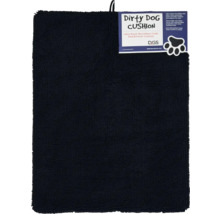 Coussin noir pour chien avec boucle de suspension et étiquette
