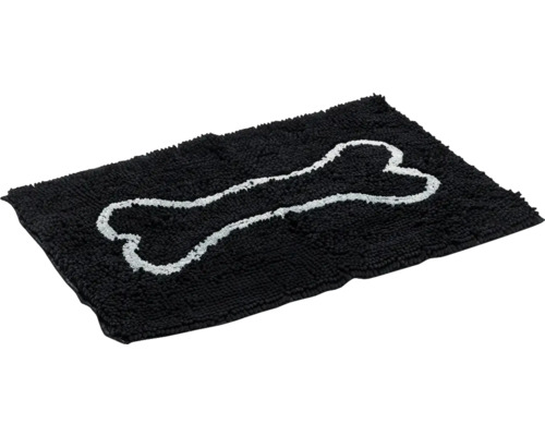 Schwarze Schmutzfangmatte mit Knochenmotiv für Hunde
