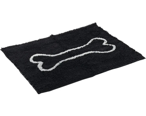 Tapis anti-salissures Dirty Dog tapis de porte patte 90 x 66 cm noir microfibres, microfibres Tapis pour chien noir avec motif d''os