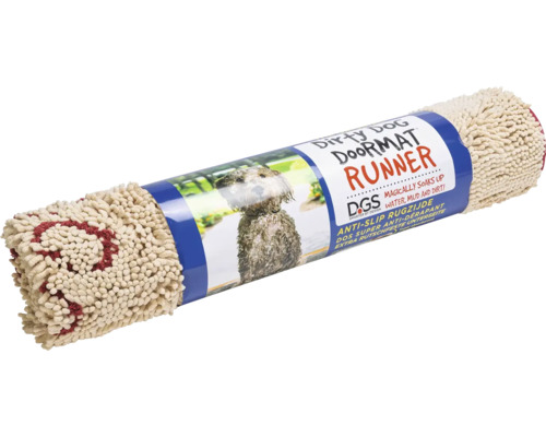 Aufgerollte Schmutzfangmatte für Hunde
