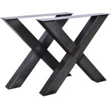 Deux pieds de table en métal en forme de X