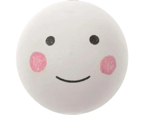 Boule en bois percée blanc 25 mm 8 pces Boule décorative avec visage