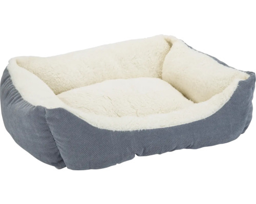 Panier pour chien gris avec intérieur doux et clair pour plus de confort et de chaleur