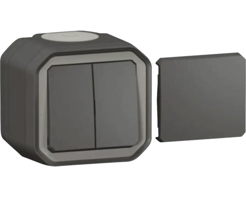 Interrupteur multifonction Legrand Plexo NEW IP55 pose en saillie anthracite Double interrupteur avec cadre et couvercle aveugle