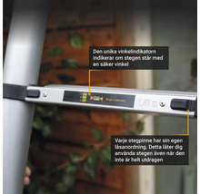 Detailansicht einer Leiter mit Winkelanzeige zur sicheren Positionierung