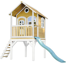 Spielhaus aus Holz mit Rutsche und Leiter