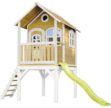 Spielhaus aus Holz mit Rutsche und Leiter