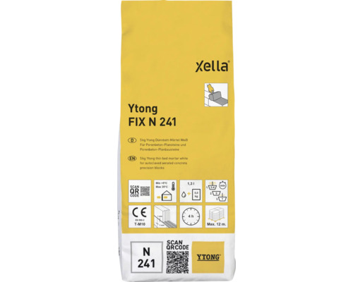 Mortier léger Ytong Fix N 241 en sac de 5 kilogrammes pour blocs de béton cellulaire