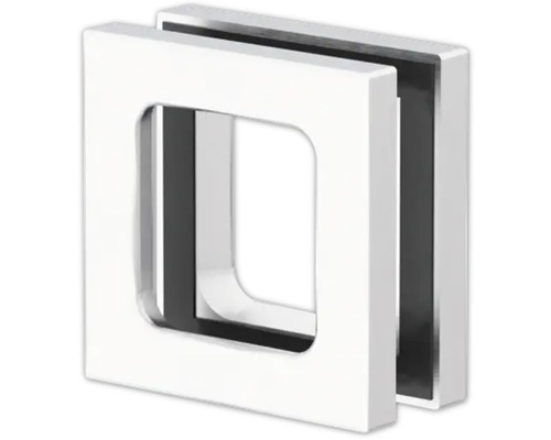 Paire de poignées encastrées Pertura Risa carré 75x75 mm à coller aluminium anodisé Raccord en verre carré pour cabines de douche