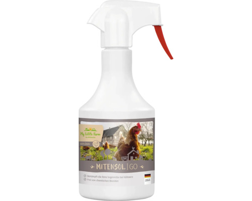 Produit d'entretien My Little Farm 500 ml, contre les poux rouges des poules, pigeons, cailles, volailles. Sans biocides chimiques