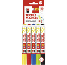 Marabu Kids Set de marqueurs textiles avec cinq stylos pour peindre sur textile