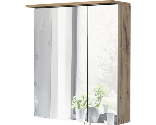 Armoire de toilette Möbelpartner Profil16 60 x 16 x 72 cm chêne nature 2 portes led