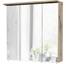 Spiegelschrank Möbelpartner Profil16 70 x 16 x 72 cm eiche natur 3-türig LED