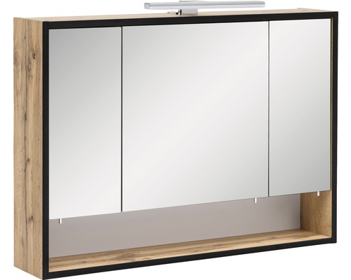 Spiegelschrank Möbelpartner Max 80 x 16 x 65,6 cm eiche natur 3-türig LED