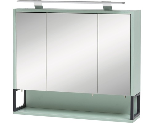 Spiegelschrank Möbelpartner Limone 70 x 16 x 68 cm mintgrün 3-türig LED