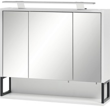 Spiegelschrank Möbelpartner Limone 70 x 16 x 68 cm weiß 3-türig LED