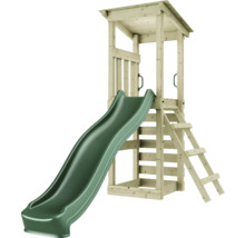 Tour de jeu avec toboggan et échelle en bois
