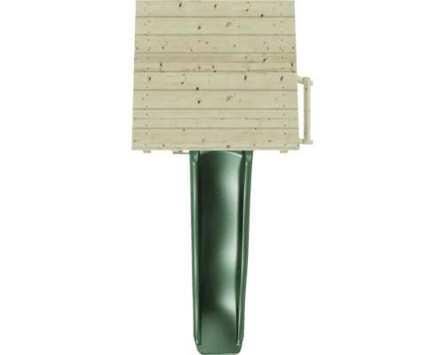 Image d''un toboggan pour enfants avec plateforme en bois.