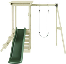 Aire de jeux en bois avec toboggan et balançoire