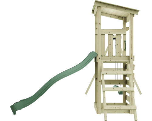 Tour de jeu en bois avec toboggan et échelle