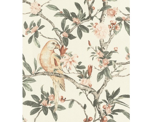 Papier peint intissé 543315 Poetry II exotic blanc Papier peint décoratif avec motif perroquet et fleurs