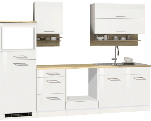 Held Möbel Küchenzeile Mailand 270 cm weiß hochglanz zerlegt Variante reversibel