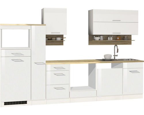 Held Möbel Küchenzeile Mailand 310 cm weiß hochglanz zerlegt Variante reversibel
