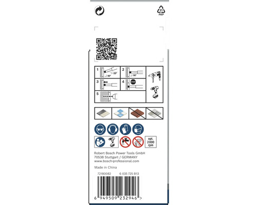 Anweisungen zur Verwendung, QR-Code, Papierverpackung, obligatorische Schutzausrüstung, Bosch Logo