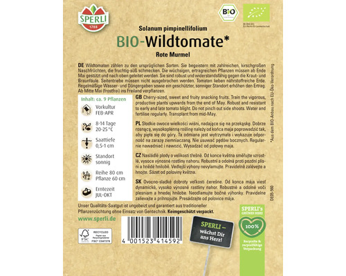 Samenpackung Bio Wildtomate Rote Murmel