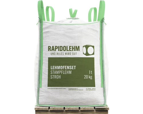 Rapido Lehmofenset bestehend aus Stampflehm & Storhhäcksel Big Bag Rapidolehm Lehmofenset Stampflehm Stroh, 1 Tonne, 20 Kilogramm