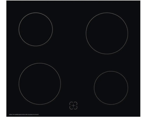 Plaque de cuisson vitrocéramique noire avec quatre zones de cuisson