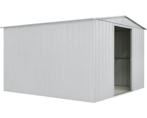 Metall Gerätehaus mit geöffneter Tür