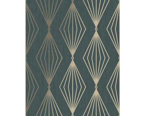 Papier peint intissé 111313 Jewel Marquise géométrique vert Papier peint avec motif géométrique de losanges