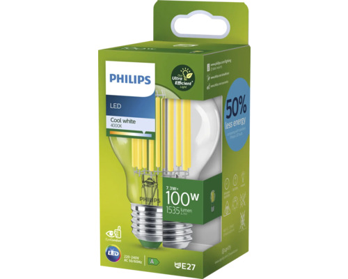 Ampoule LED Philips, culot E27, blanc froid, 4000K, dans son emballage