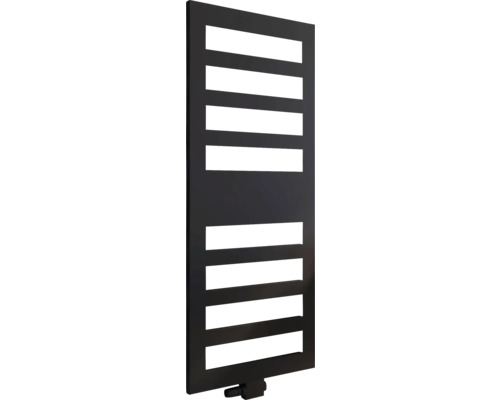 Schwarzer Badheizkörper mit horizontalen Heizstäben